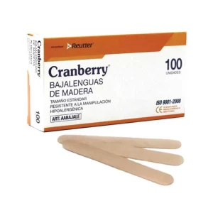 BAJALENGUAS DE MADERA CRANBERRY 100 UNIDADES ESTANDAR
