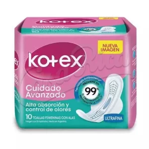 TOALLA HIGIENICA KOTEX 10 UNIDADES ULTRA ANTIBACTERIAL