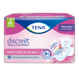 TOALLA HIGIENICA TENA MUJER 10 UNIDADES MINI ALAS REFRESH(76103)